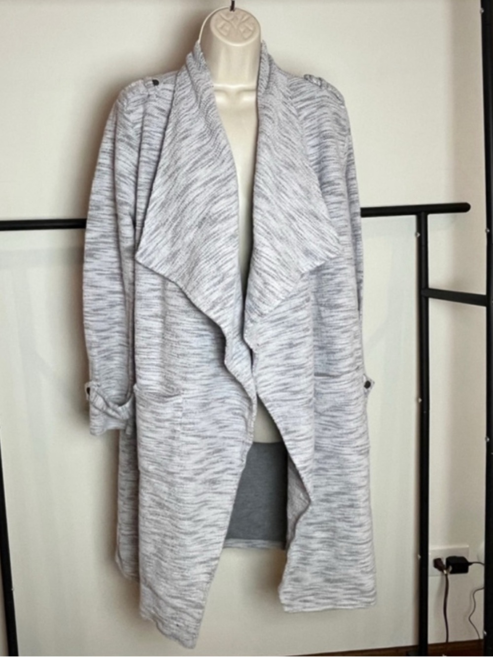 Steve Madden Y2K Cardigan Trench Gray Grunge Boxy Flowy Long Medium Whimsigoth